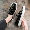 Trend New Men's Gold Slip On Punk Rivet Loafter Leisure Leather Shoes Male Comfortable Sneakers Tenis Masculino Zapatos Hombre