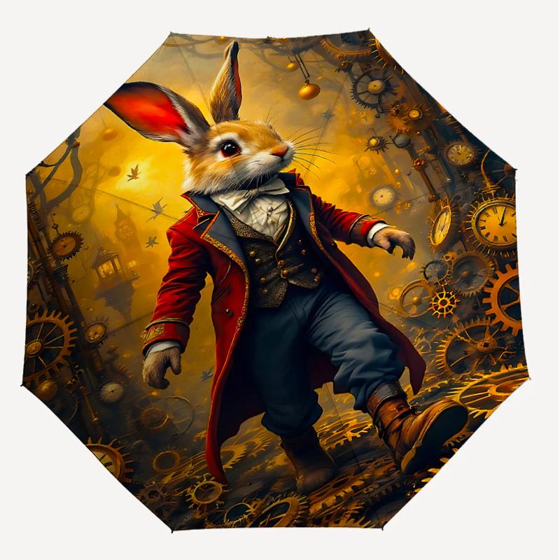 1PC Rabbit Clockwork Umbrella-8-Rib Reinforced, Automatic Open, Lightweight & Durable, Cute Fashion Accessory for Outdoor-P41