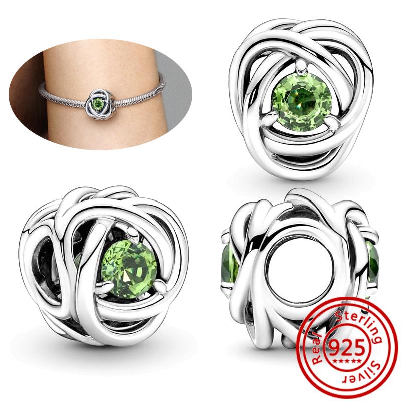 925 Sterling Copper Colorful Zircon Month Star Sign Zodiac Pendant Golden Beads Fit Original Pantaro Charms Bracelet DIY Zircon