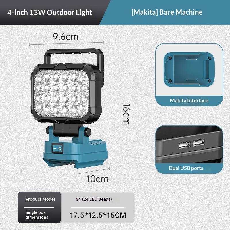 1Pcs Led Work Light 3/4/5Inch With Handle And Dual Usb Interface Suitable For 18V Lithium-Ion Battery Flashlight