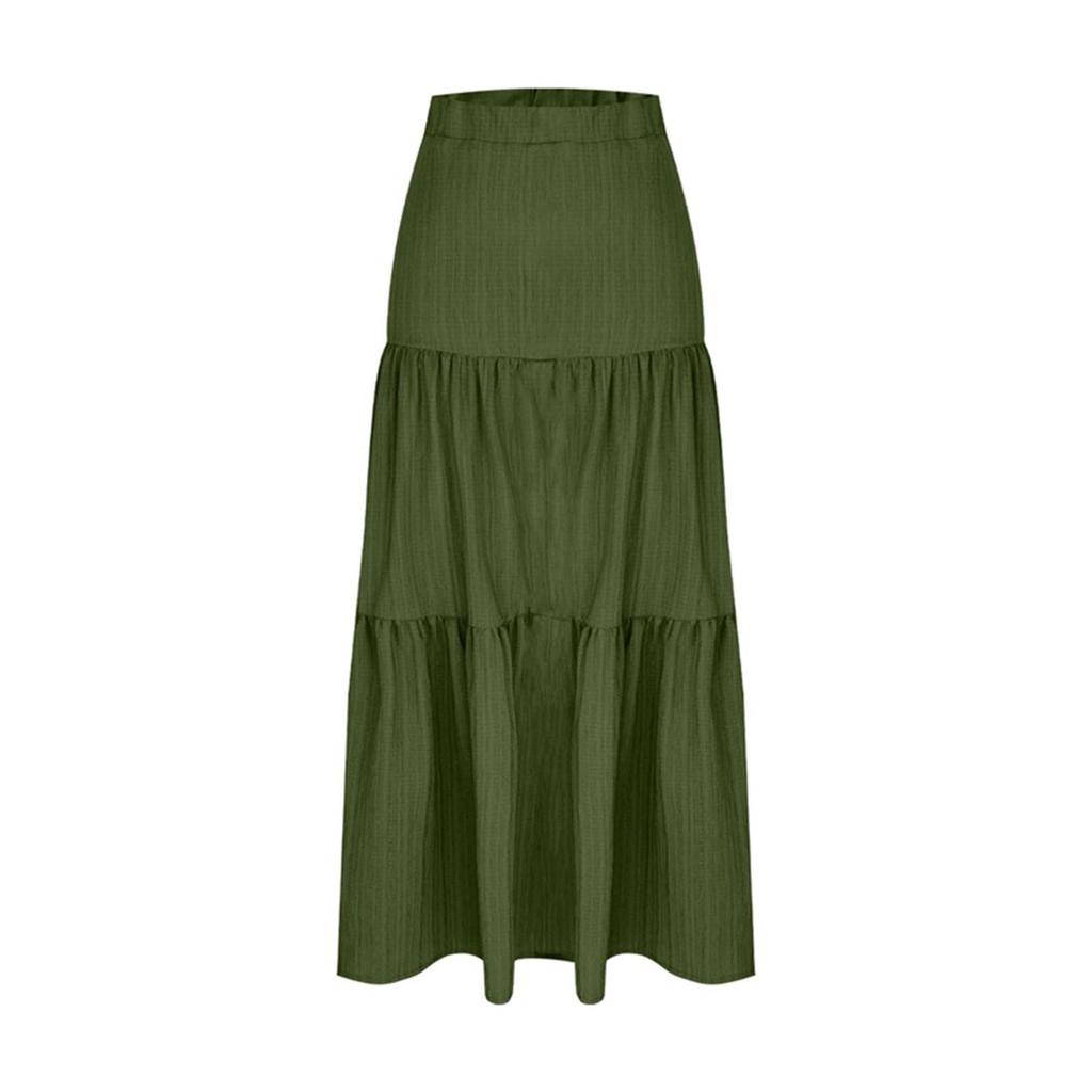 Gonna Lunga Estiva da Donna Boho con Volant a Strati Elastica in Vita Alta Svasata Casual A-line Lunga