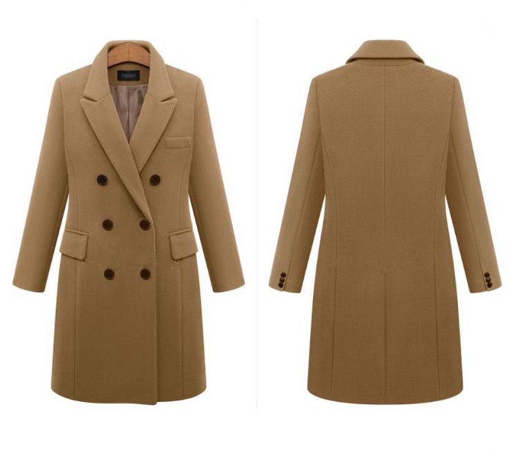 Mid-Length Plus Size Wool Blend Double-Breasted Women's Coat - Autumn/Winter Collection