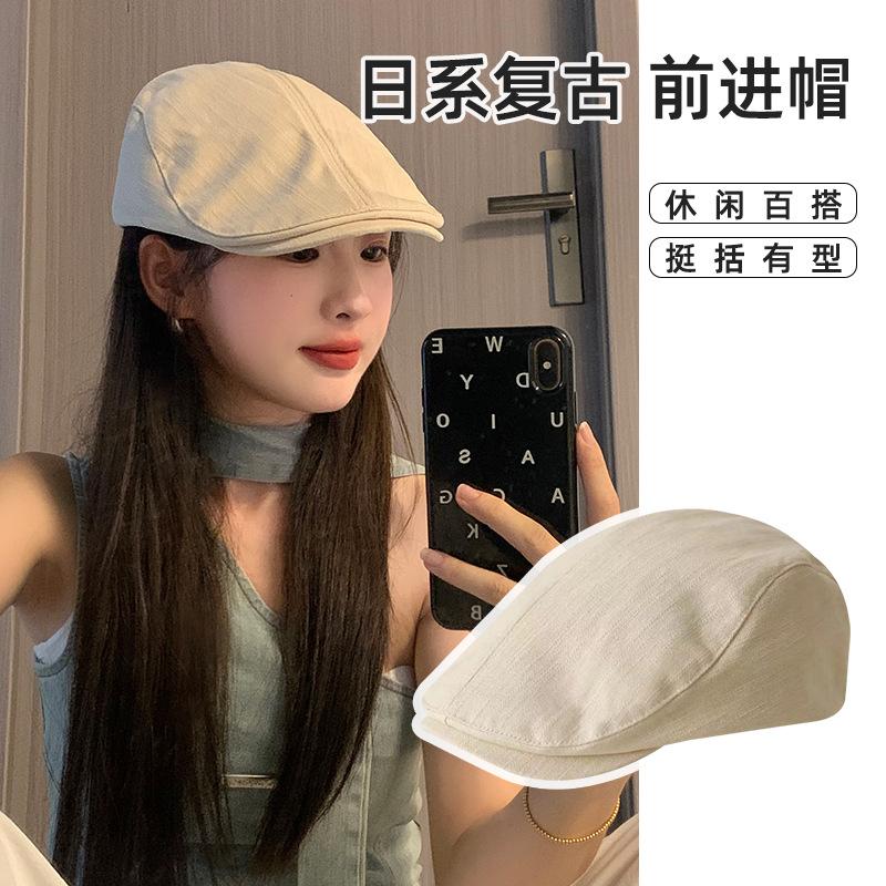 Blogger Newsboy painter hat big head circumference couple tide versatile positive and negative can wear duck tongue forward hat