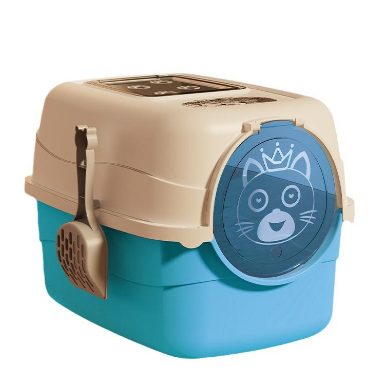 Extra Large Splash-Proof Enclosed Cat Litter Box with Sand and Feces Tray & Free Shipping