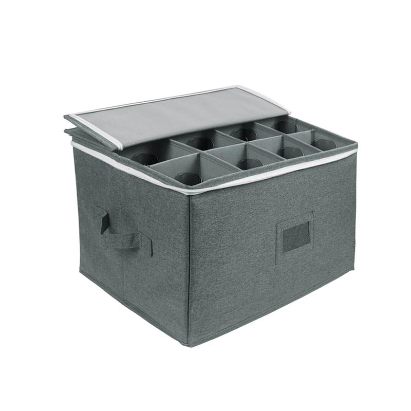 12 stk Glass Vinglass Stenkvarer Oppbevaringsbokser med skillevegger