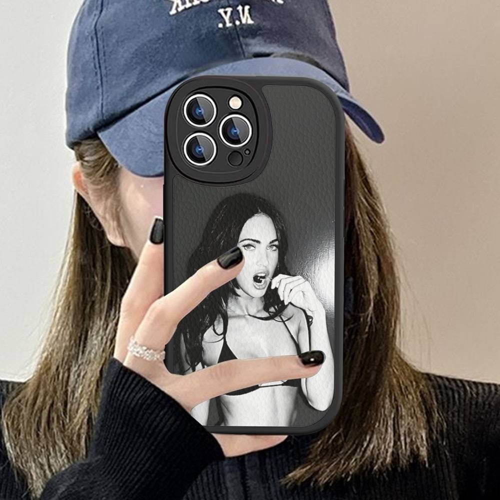 

Actress M-Megan Fox Model Leather Phone Case For IPhone 16 15 14 13 12 11 Pro Max Plus Shockproof Cover iphone XS