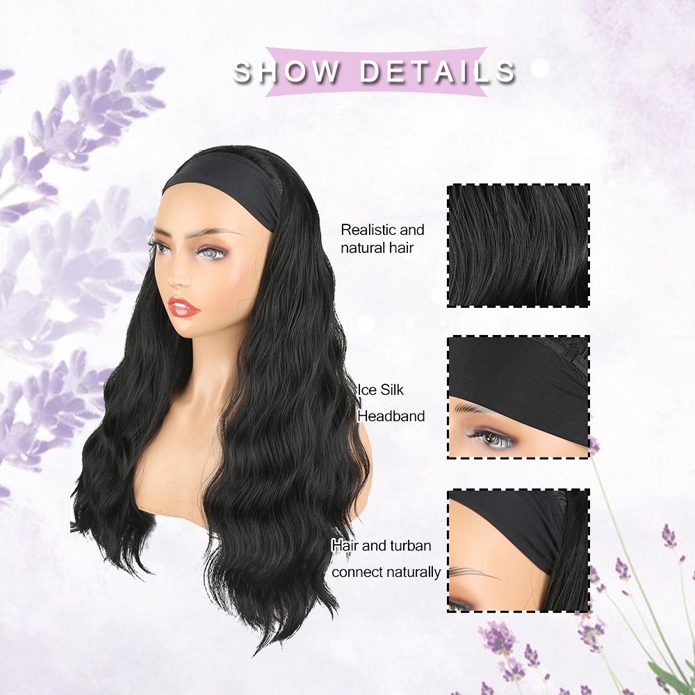 Dámská čelenka paruka černá paruka s čelenkou paruka syntetická paruka pro černošky