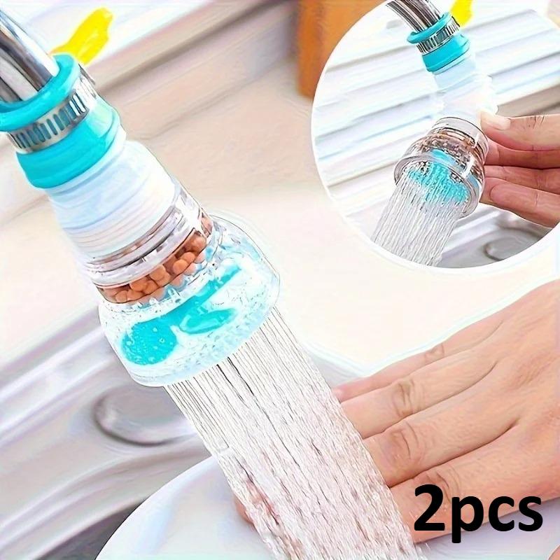 2pcs 360° Rotatable Faucet Filter Extender, Clear Plastic Purifier, No Battery Needed, Water Saving Kitchen Sink Accessory