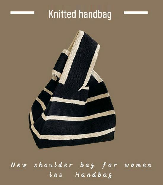 Japanese Knitted Handheld Wristlet Handbag for Stroller Pushing and Commuting
