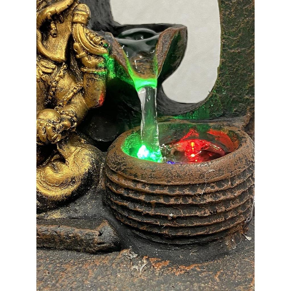 Polyresin Table Top Indoor Outdoor Water Fall Fountain with LED Lights Home Decor Decoration Gift Gifting Items
