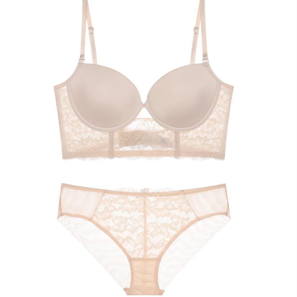 U-shaped Big Halter, Beautiful Back Underwear, Smooth Invisible Soft Steel Ring, Bra, Small Chest Gathering, Upper Support, Bra Set.