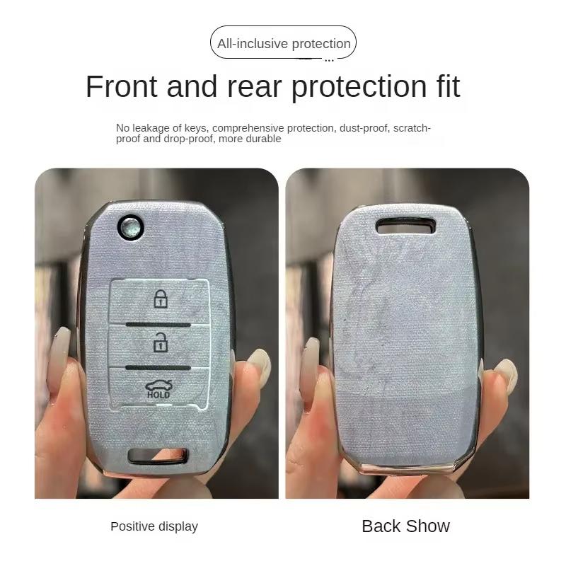 Suitable For Kia Tpu Key Cover Marble Pattern K3 Sportage R K5/K2Seltos Kx3 Car Key Full Package Protection Shell