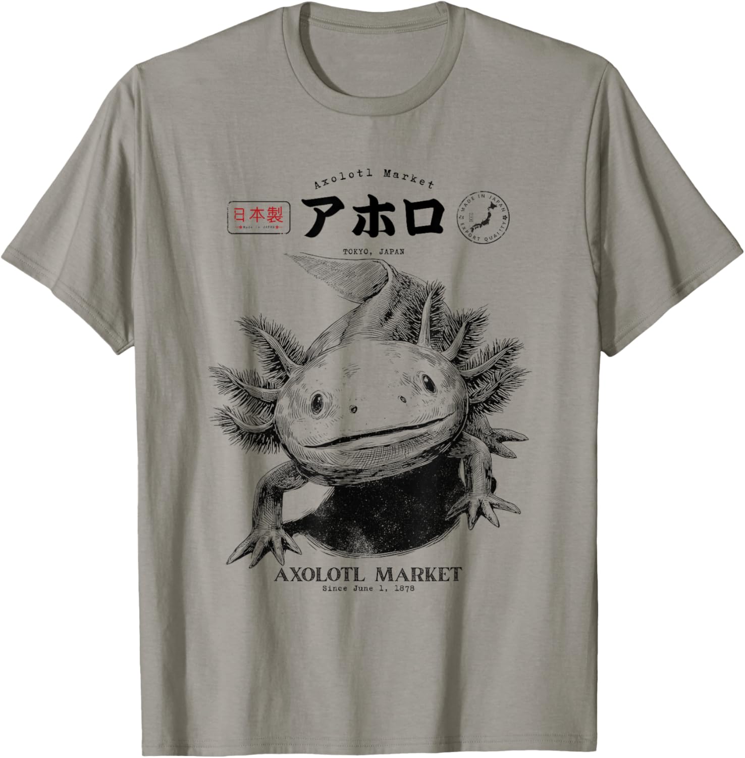Vintage Axolotl Market Japanese Tokyo Retro Animal TShirt Cute Animal Lover Gift S