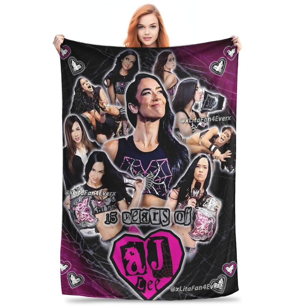 AJ Lee Wrestling Divas Flannel Blanket Warm Soft Throw Blanket for Living Room Airplane Travel Print Bedspread Sofa Bed Cover