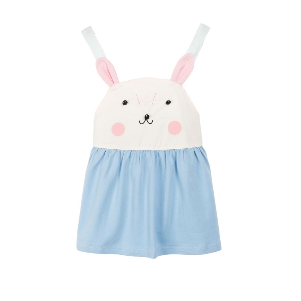 2024 New Baby Girls Summer Cotton Dress Cute Rabbit Suspenders Skirt Children Beach Casual Dresses