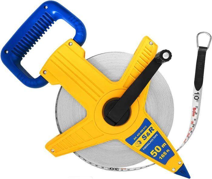 Mètre Ruban - S&R - 50 M - Fibre de Verre - Ergonomique - Résistant aux Chocs