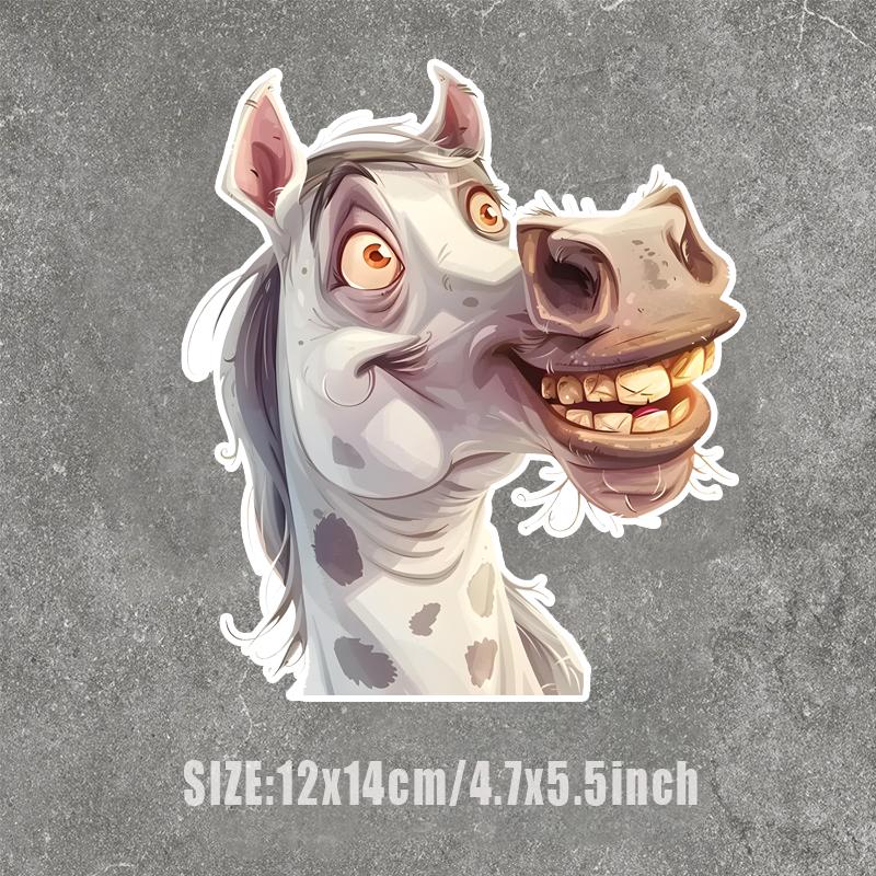 

Смішні тварини-коні Наклейки на автомобіль Бампер Віконні наклейки Автоаксесуари Водонепроникний вініловий матеріал білий