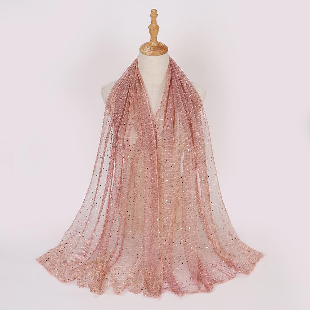 Neuer Stil Kopftuch Euro-Amerikanischer Trend Pailletten Schal Hijab Herbst Pashmina Seidenschal