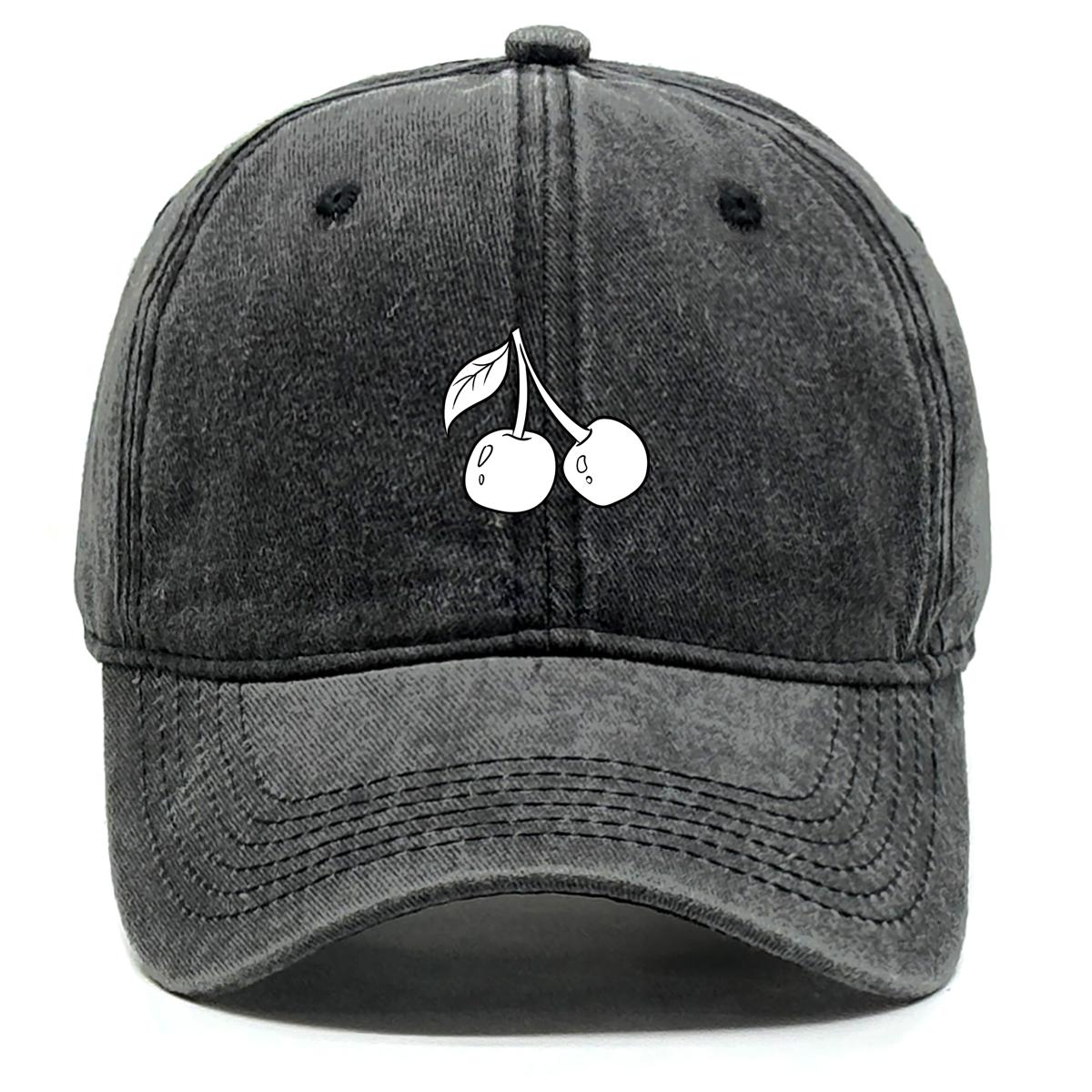 

Белая бейсболка-снэпбэк с принтом вишни, фруктовая папина шляпа, унисекс, простая, солнцезащитная, из неэластичной ткани, регулируемая бейсболка as the picture чёрный