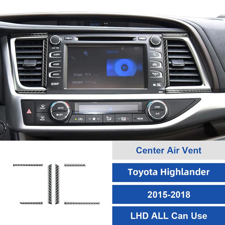Carbon Fiber Style Center Console Air Vent Sticker for 2015-2018 Toyota Highlander Interior Panel Protection One Size чёрный