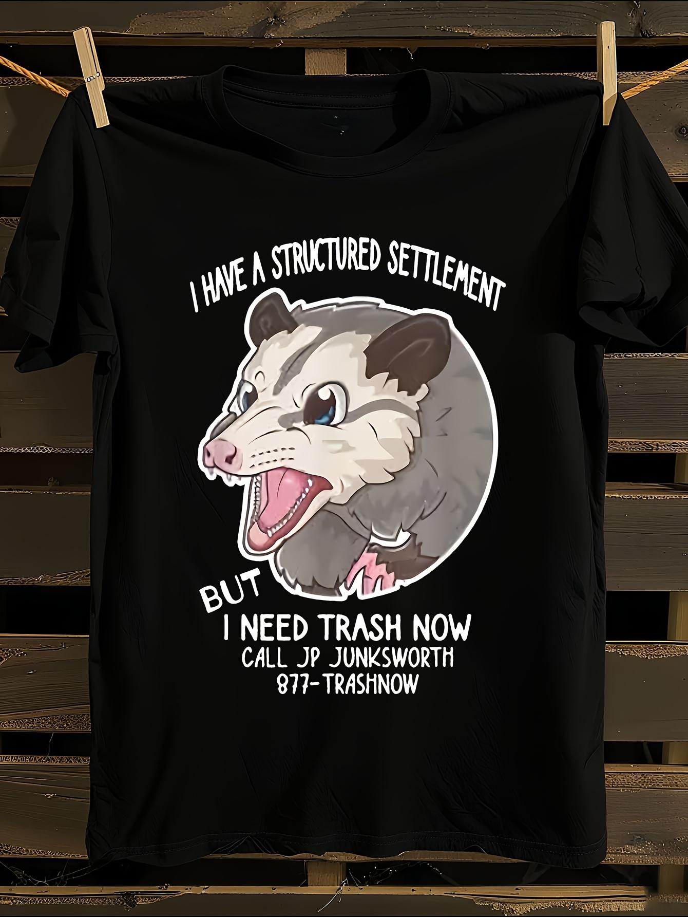 Funny I Need Trash Now Possum Meme T-shirt L