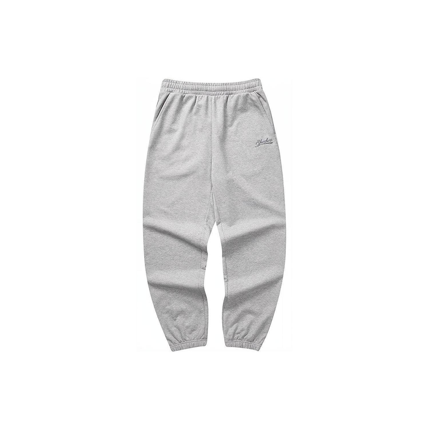 Skechers Colorful Casual Series Solid Mid-Waist Cuffed Sweatpants Knitted Sports Pants Women bottoms Light-Gray L323W085-004F S