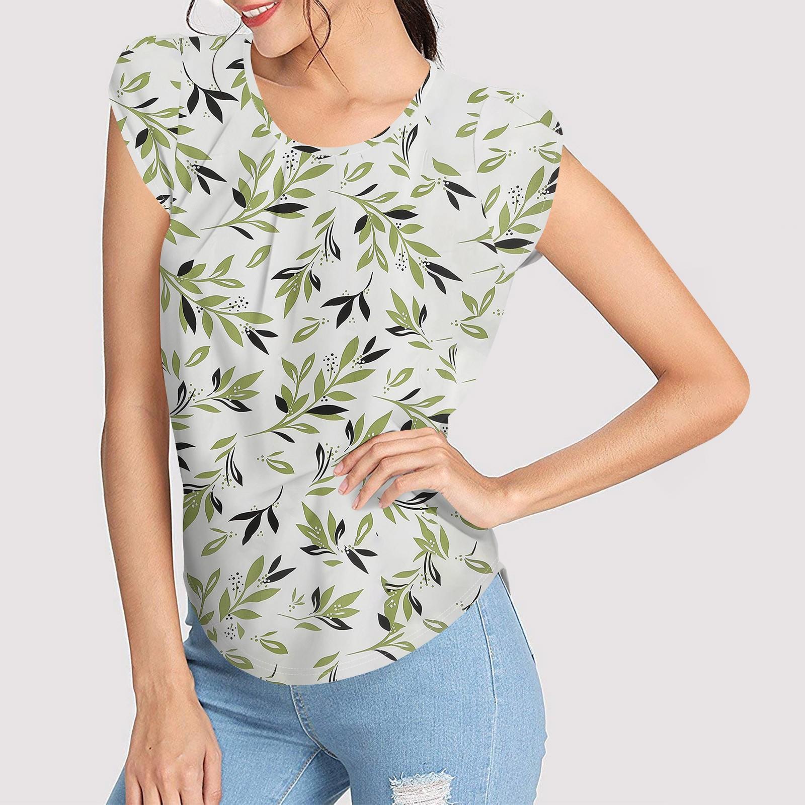 

Женские модные повседневные топы с короткими рукавами и круглым вырезом с принтом и короткими рукавами XXXXL