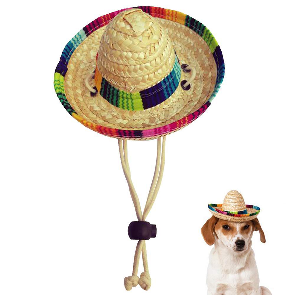 Dog Sombrero Hat Mini Straw Sombrero Hats Mexican Hats Sombrero Party Hats for Small Pets/Puppy/Cat