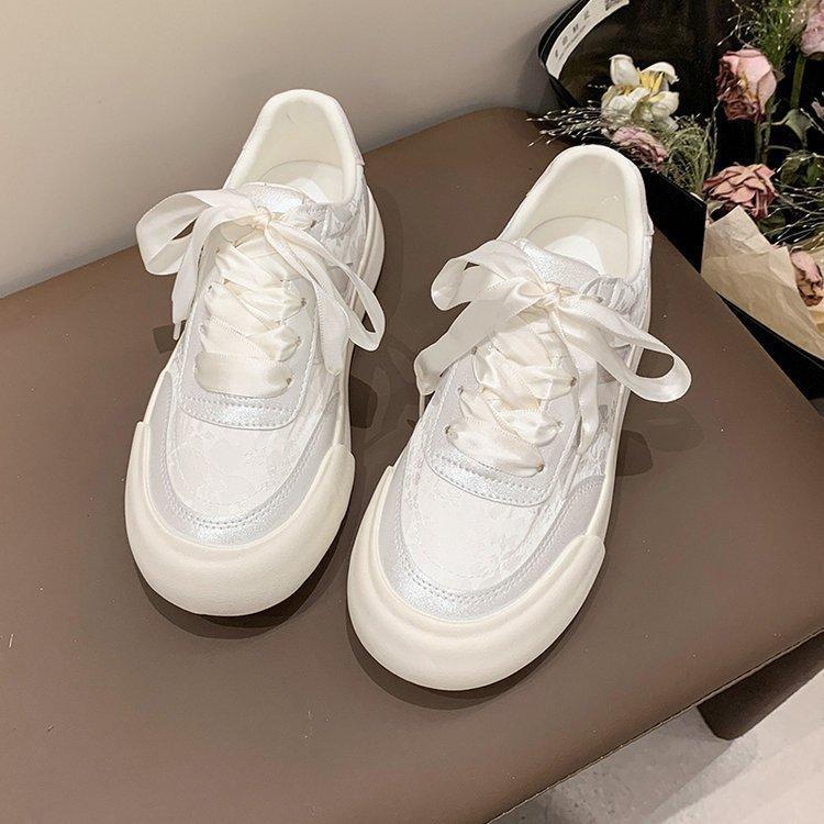 

Women s Thick Bottom Sneakers Spring Summer 2025 Versatile Casual Shoes Rubber Sole Adult Unisex Loafers 38 бежевий
