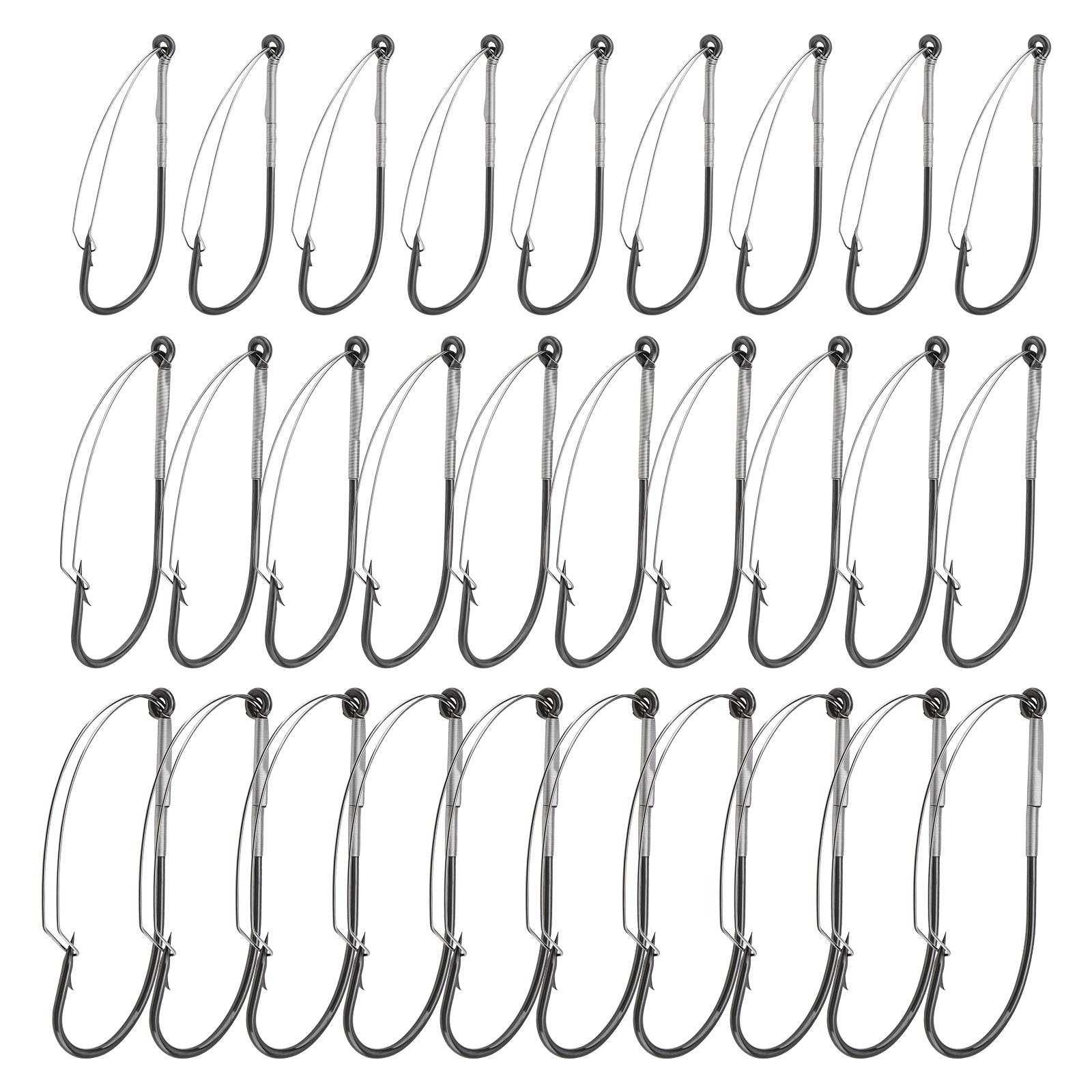

30 шт. Крючки из углеродистой стали V-образной формы без зацепа для оснастки Wacky Rig, ассорти размеров 1/0-3/0 для пресной и соленой воды, с коробкой для хранения