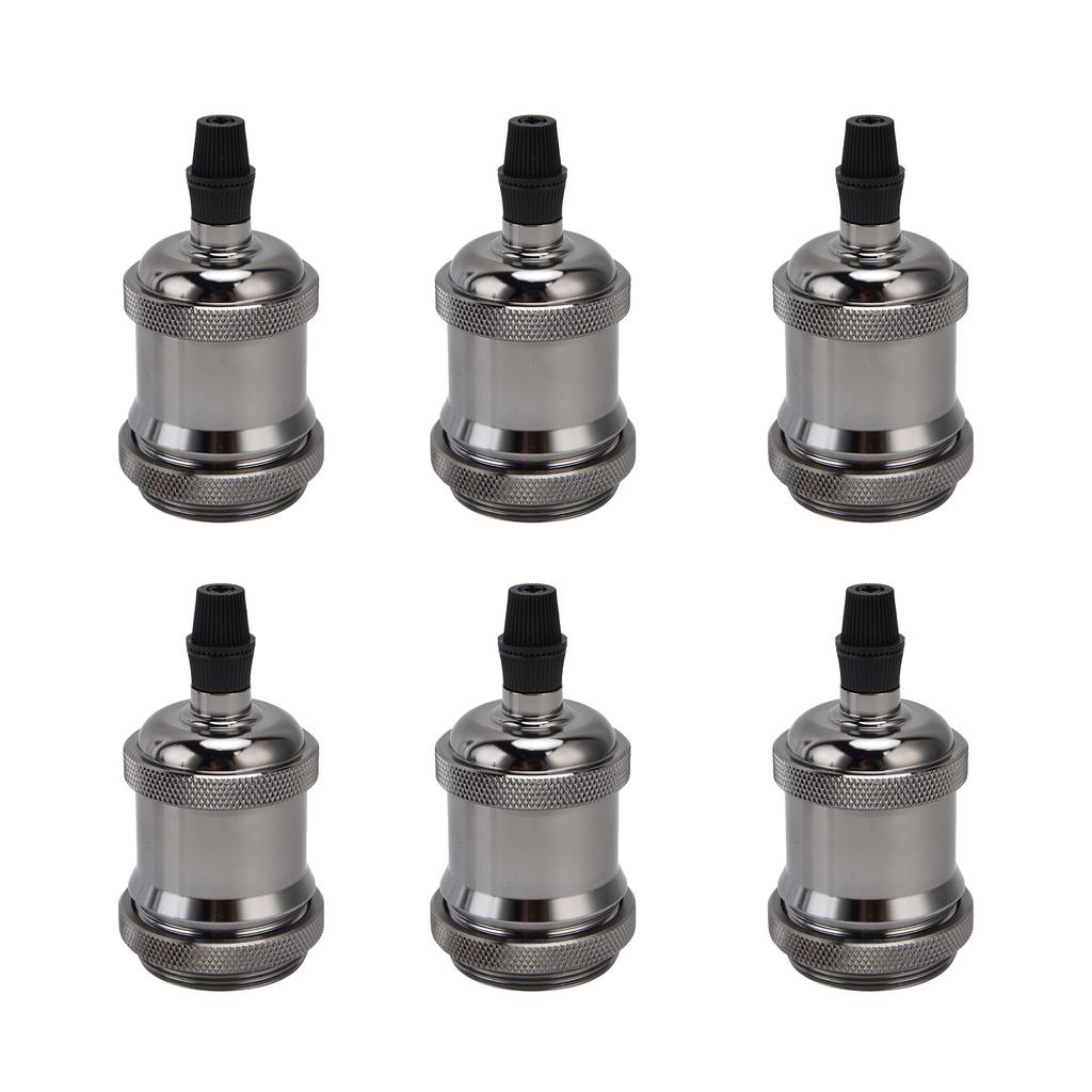 6 Stück Lampenfassung Metall E26 E27 Schraube Retro Beleuchtung Sockel Zubehör mit Erde Aluminium
