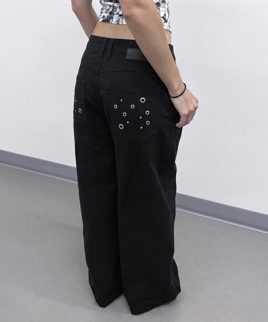 Lougeu Eyelet Pocket Balloon Fit Pants_Black