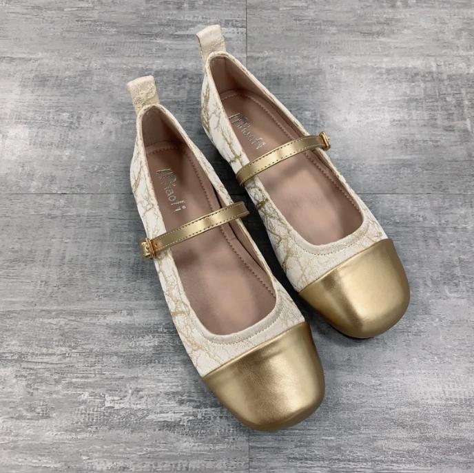 Fashion Flat Shoes for Women Spring and Autumn 2025 New Square Toe Bow Shallow Mouth Ballet Flat Shoes Plus Size Women's Shoes 41-43