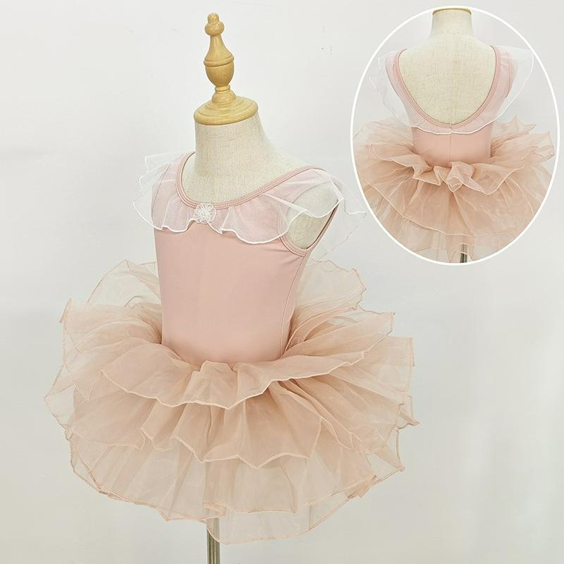 Kinder Tanzkleidung Sommer Kurzarm Übungstest Aufführung Tutu Rock Ärmellos Prinzessin Mädchen Ballett Kostüm
