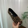 Square Head Single Shoes Women's 2025 New Soft Flat Bottom Comfortable Retro Simple One-pedal Korean Version Leopard Print Lazy Shoes Women