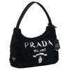 Prada Re-Edition Logo Zip Closure Terry Fabric Underarm Mini Tote Bag Women bags Black 1NE515_2DXO_F0967