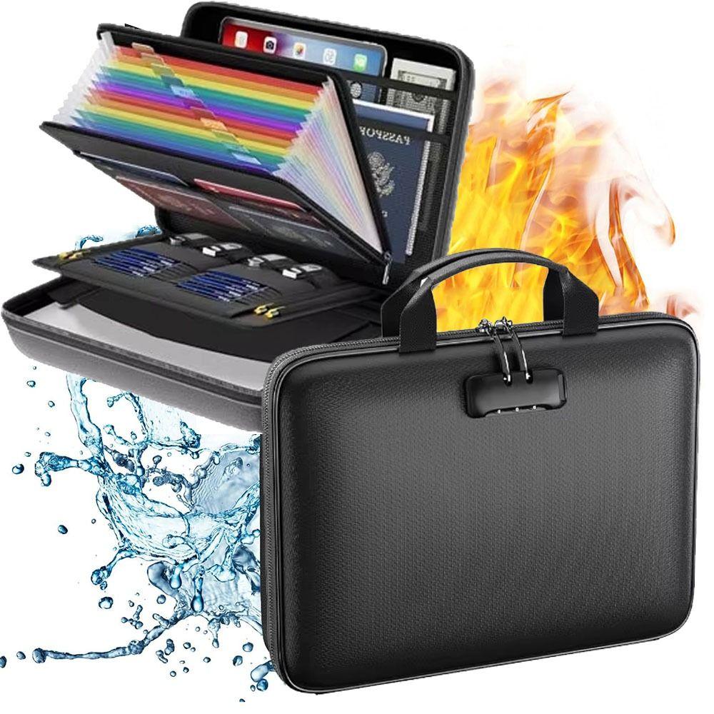 Large Capacity Handheld File Bag 13 Accordion Pocket Portable Safe Storage Case  Papers