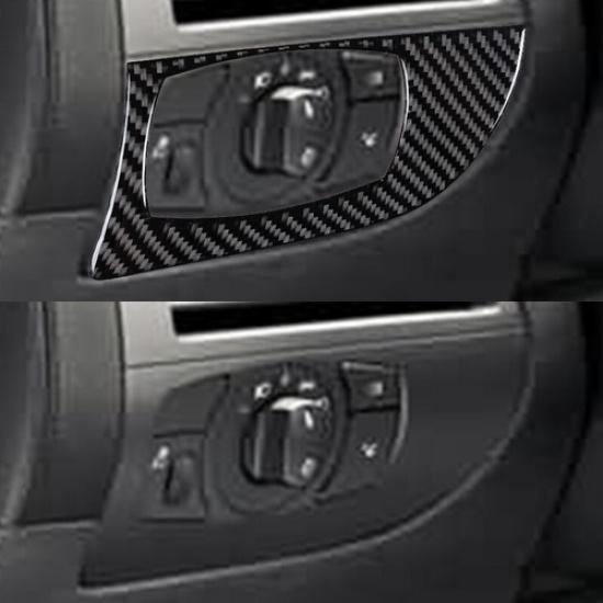 Bright Carbon Fiber Car Front Headlight Switch Frame Cover For BMW 6 E63 04-10