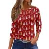 Women's T Shirt Christmas Print 3/4 Sleeve Daily Weekend Fashion Basic Round Neck Regular Top