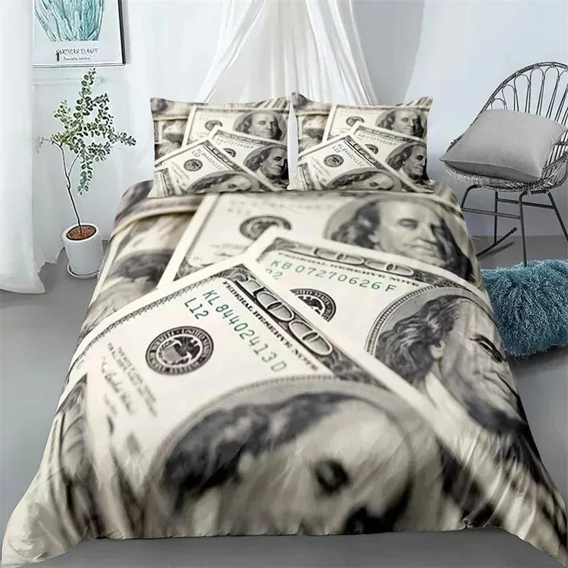 3D Printed Dollar Bills  Bedding Set,Duvet Cover Comforter Bed Set Quilt Cover Pillowcase,King Queen Twin Size Boys Girls Adults