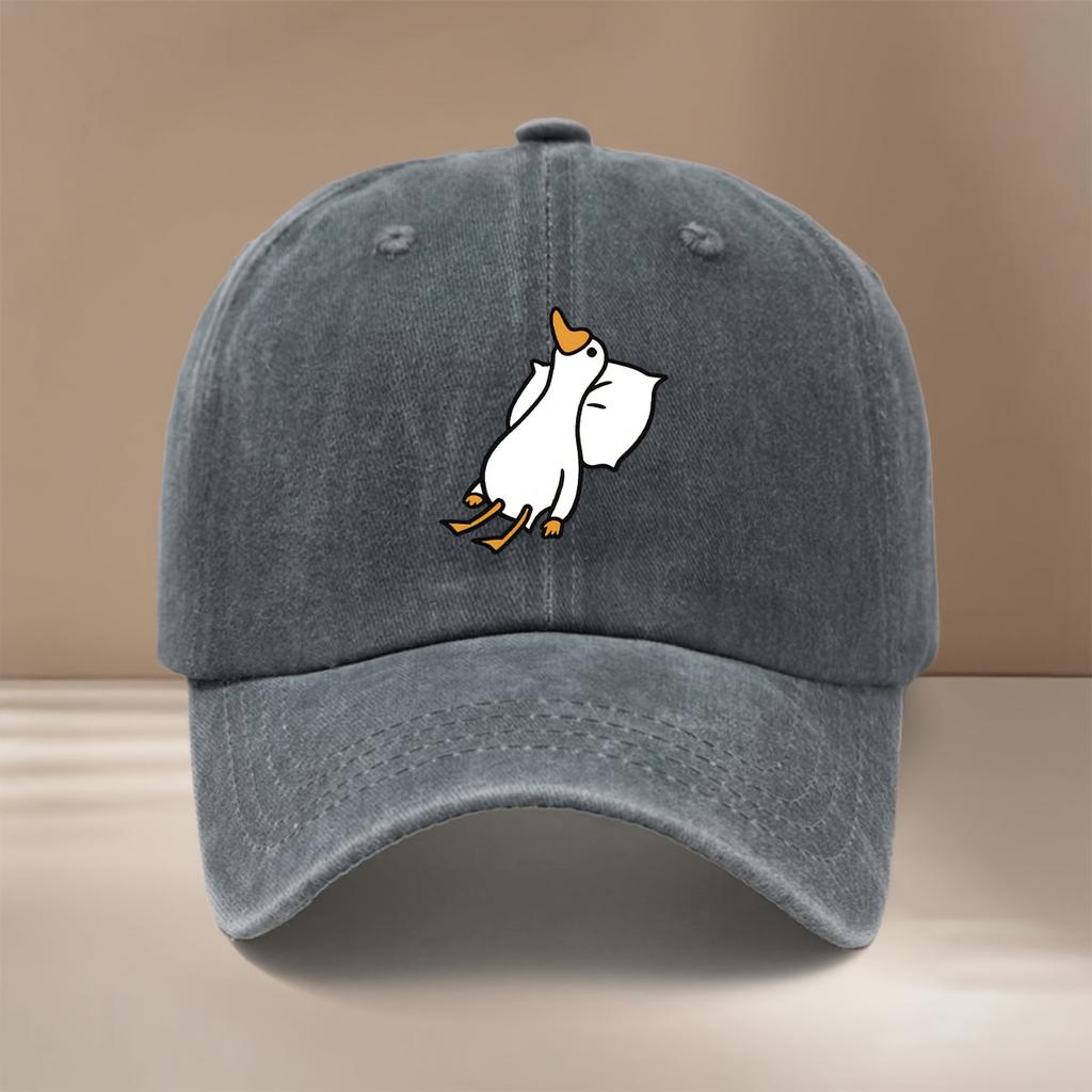 Trendy and Comfortable Adjustable Peaked Trucker Hat with Printed Flat Duck Pattern Baseball Cap