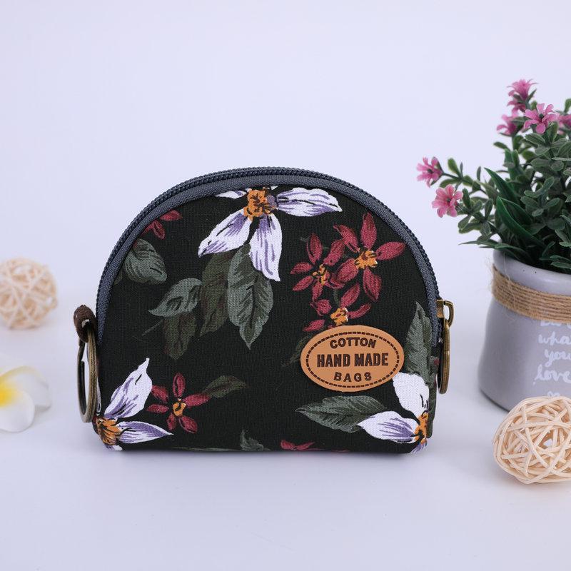 

Кошелек для монет в пасторальном стиле с цветочным узором - маленькая тканевая сумка для девочек