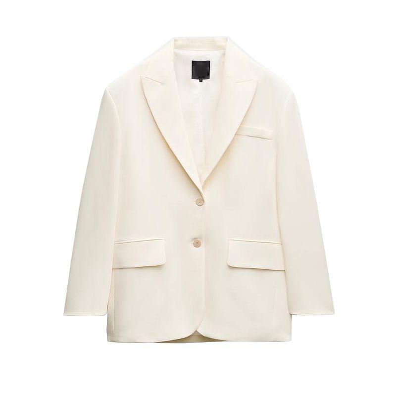 

Весна Новый Женский Белый Костюм Рабочая Одежда Повседневный Воротник Поло Длинные Рукава Свободный Пиджак 5247781 raw white L