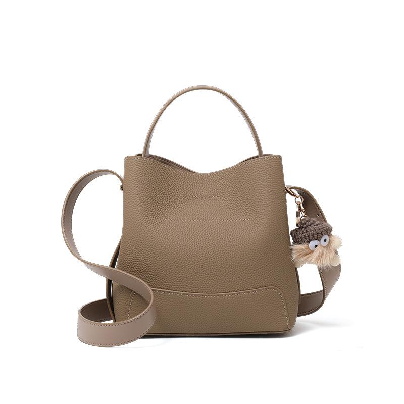 First Layer Cowhide Bucket Bag New Large Capacity Single-shoulder Crossbody Bag High End Mother Bag Versatile Handbag