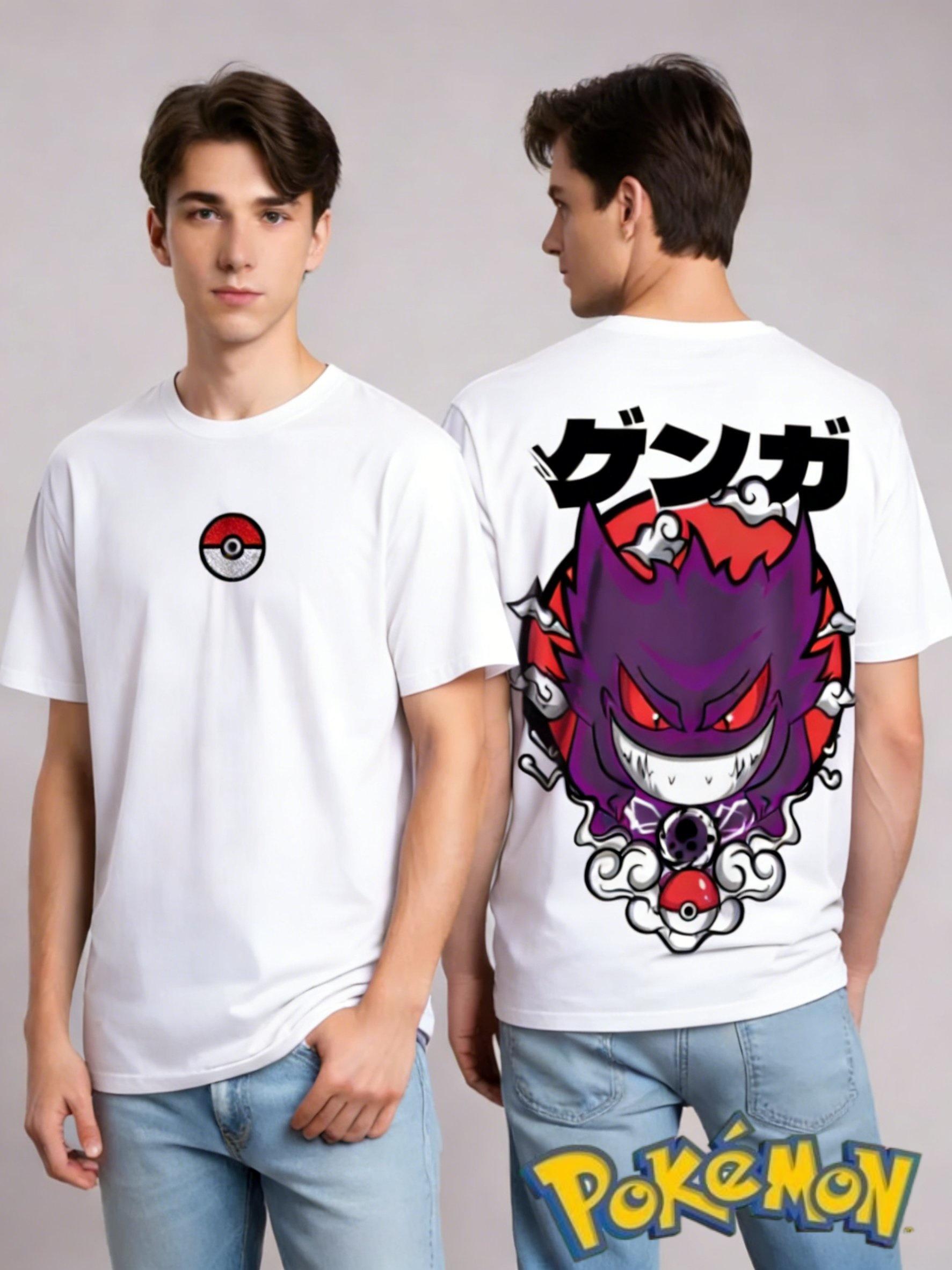 

2026 Oversized Vintage Pokemon Gengar Parent-child T Shirt Men Women Anime Cotton Short Sleeve Tee Streetwear Summer Y2k Tops... S разноцветный