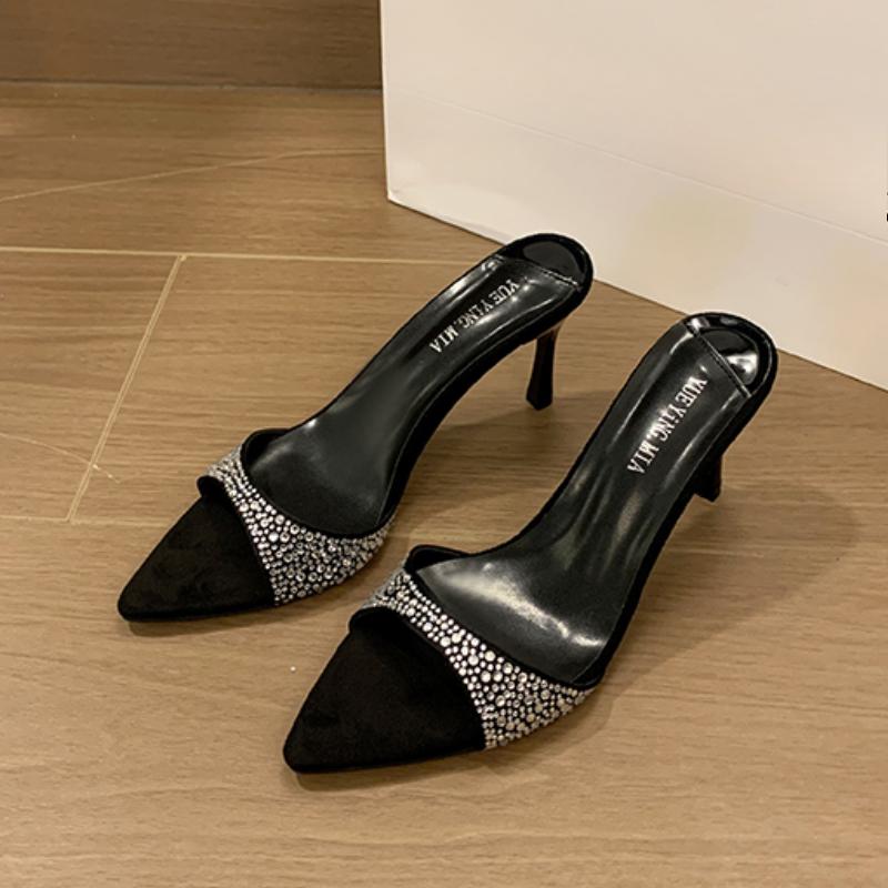 Fashion 2025 European and American Summer New Pointed Stiletto High Heels for Women Wearing Sexy Cool Slippers Outside