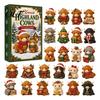 Zestaw Ozdób na Święto Dziękczynienia Boże Narodzenie Krowa Szkocka Kalendarz Adwentowy, 24 Urocze 3D Kolekcjonerskie Mini Figurki Kalendarza Odliczania Jesiennych Żniw, Wiejski