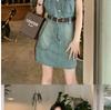 Women's 2026 Hong Kong Style Sleeveless Denim Dress - Slimming Waist Summer Fashion