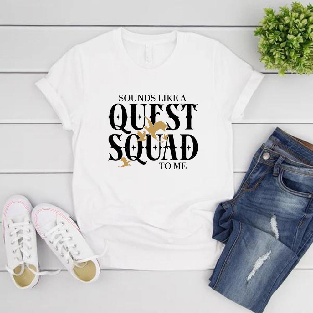 Basgiath War College T Shirt Fourth Wing Quest Squad T-shirts Men Women Short Sleeve T-Shirts Vintage Unisex Streetwear Tshirt