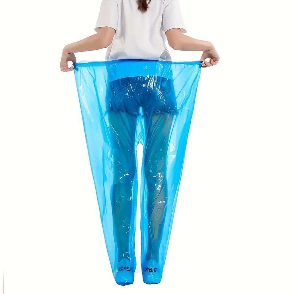 Waterproof Disposable Clear PE Trousers Fishing Protect Foot Rain Pants Split Raincoat Rainsuit Outdoor Tourism Travel Cycling